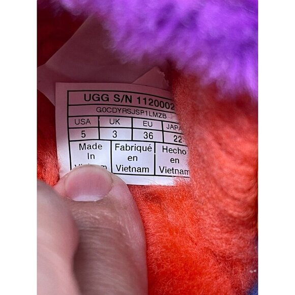 UGG Fluff Yeah Rainbow Platform Strap Support Slippers Size 5 - Picture 4 of 7